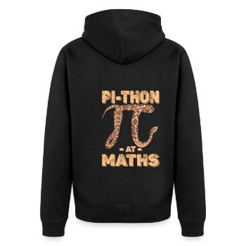 Pi-thon in Mathe - Unisex Premium Bio Zip Hoodie - Schwarz - Hinten - Nico (187cm)