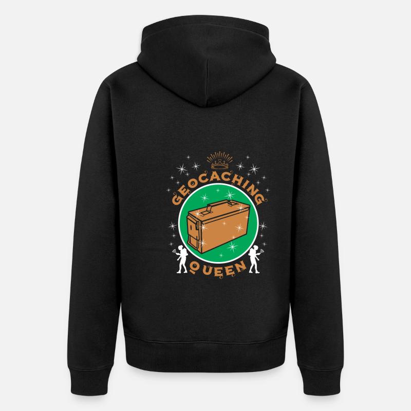 Geocaching-Königin - Unisex Premium Bio Zip Hoodie - Schwarz