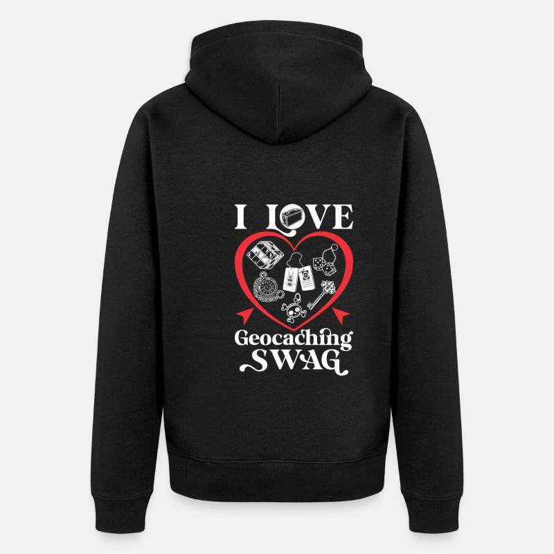 Ich liebe Geocaching Swag - Unisex Premium Bio Zip Hoodie - Schwarz