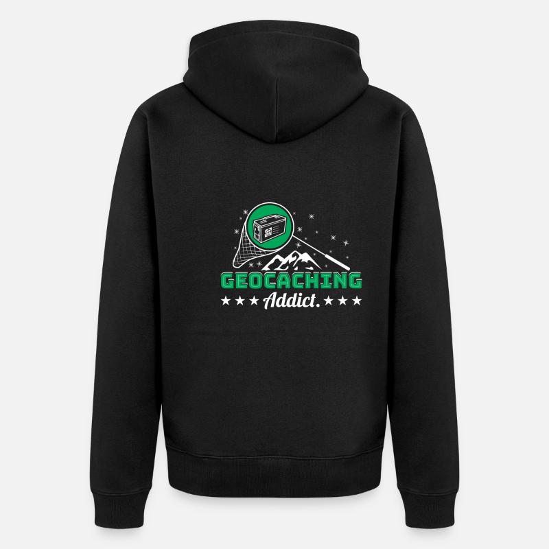Geocaching-Süchtiger - Unisex Premium Bio Zip Hoodie - Schwarz