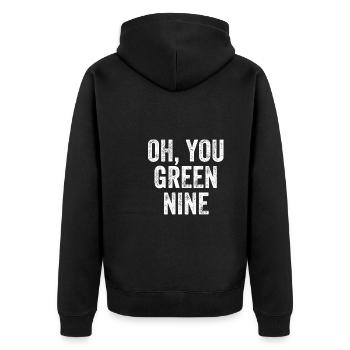 Oh You Green Nine Denglish - Unisex Premium Organic Zip Hoodie - black - Back - Nico (187cm)