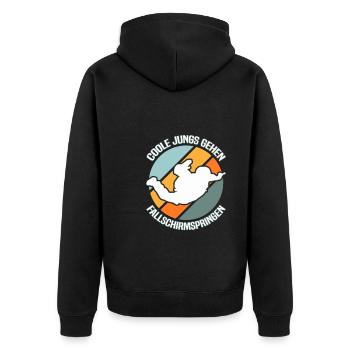 Fallschirmspringen Fallschirmspringer - Unisex Premium Bio Zip Hoodie - Schwarz - Hinten - Nico (187cm)