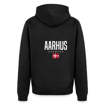 Aarhus, Danemark - Veste à capuche bio Premium Unisexe - noir - Dos - Nico (187cm)