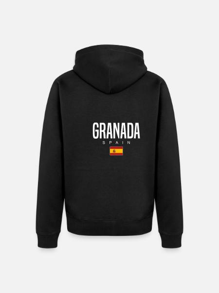 Granada, Spagna - Felpa con cappuccio ecologica premium unisex - nero