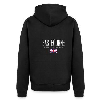 Eastborne, United Kingdom - Unisex Premium Organic Zip Hoodie - black - Back - Nico (187cm)