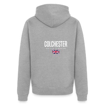 Colchester, Royaume-Uni - Veste à capuche bio Premium Unisexe - gris chiné - Dos - Nico (187cm)