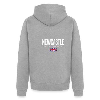 Newcastle, Royaume-Uni - Veste à capuche bio Premium Unisexe - gris chiné - Dos - Nico (187cm)