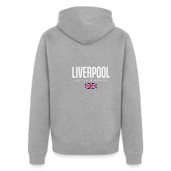 Liverpool, Royaume-Uni - Veste à capuche bio Premium Unisexe - gris chiné - Dos - Nico (187cm)