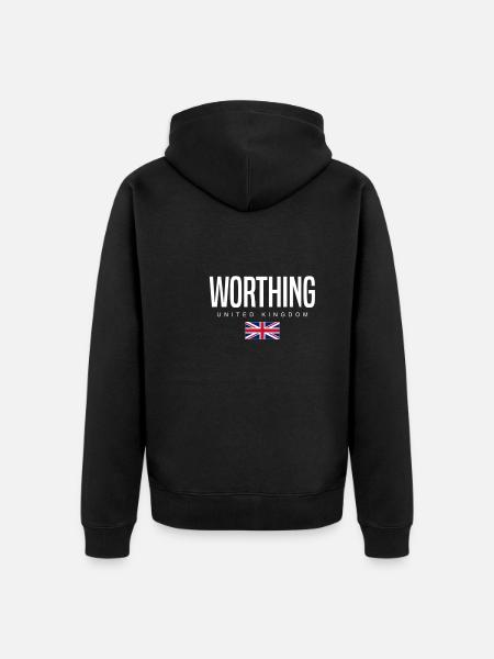 Worthing, Angleterre, Royaume-Uni - Veste à capuche bio Premium Unisexe - noir