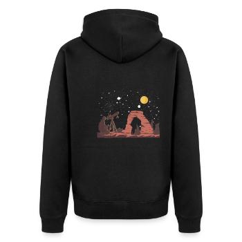 Sternenbeobachtung Astronomie - Unisex Premium Bio Zip Hoodie - Schwarz - Hinten - Nico (187cm)
