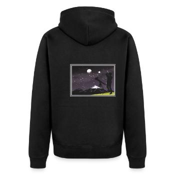 Sternenbeobachtung Astronomie - Unisex Premium Bio Zip Hoodie - Schwarz - Hinten - Nico (187cm)