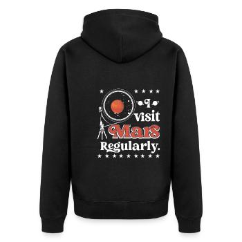 Ich besuche den Mars regelmäßig. - Unisex Premium Bio Zip Hoodie - Schwarz - Hinten - Nico (187cm)
