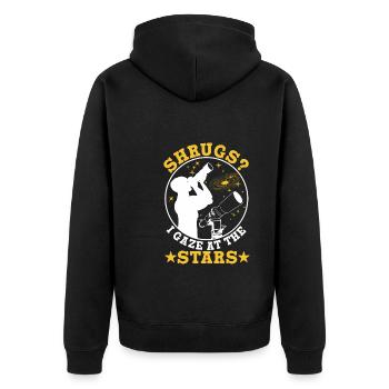 Shrugs? gaze at the stars - Unisex Premium Organic Zip Hoodie - black - Back - Nico (187cm)