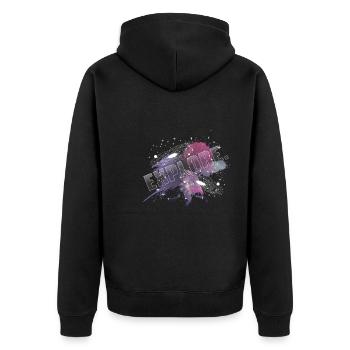 Explore. - Unisex Premium Organic Zip Hoodie - black - Back - Nico (187cm)
