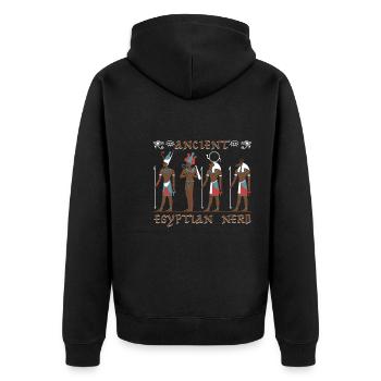 Altägyptischer Nerd - Unisex Premium Bio Zip Hoodie - Schwarz - Hinten - Nico (187cm)
