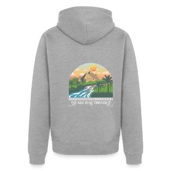 Die Läufe durch ihn - Unisex Premium Bio Zip Hoodie - Grau meliert - Hinten - Nico (187cm)