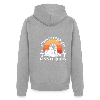 Sphinx extrêmement mystérieux - Veste à capuche bio Premium Unisexe - gris chiné - Dos - Nico (187cm)