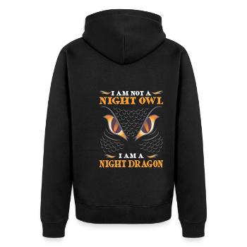 I am not a night owl I am a night dragon - Unisex Premium Organic Zip Hoodie - black - Back - Nico (187cm)