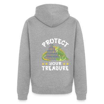 Protégez votre trésor - Veste à capuche bio Premium Unisexe - gris chiné - Dos - Nico (187cm)