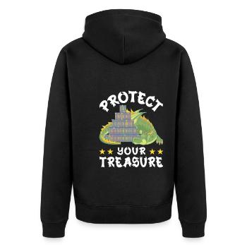 Protect your treasure - Unisex Premium Organic Zip Hoodie - black - Back - Nico (187cm)