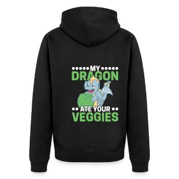 My dragon ate your veggies - Unisex Premium Organic Zip Hoodie - black - Back - Nico (187cm)