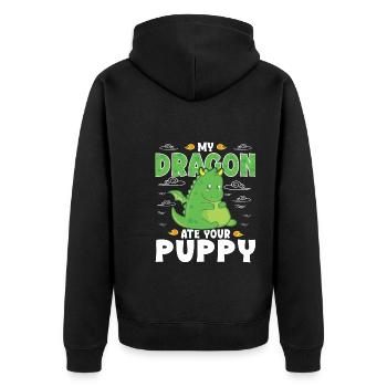 my dragon ate your puppy - Unisex Premium Organic Zip Hoodie - black - Back - Nico (187cm)