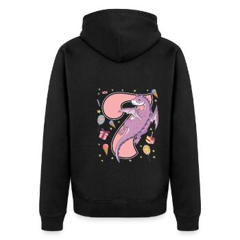 7th Birthday - Unisex Premium Organic Zip Hoodie - black - Back - Nico (187cm)