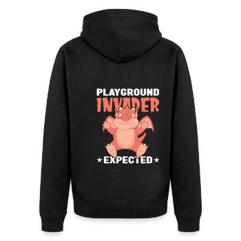 playgound invader expected - Unisex Premium Organic Zip Hoodie - black - Back - Nico (187cm)