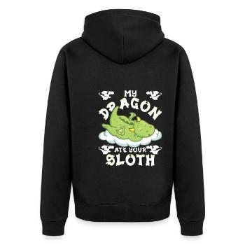 my dragon ate your sloth - Unisex Premium Organic Zip Hoodie - black - Back - Nico (187cm)