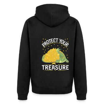Protect your treasure - Unisex Premium Organic Zip Hoodie - black - Back - Nico (187cm)