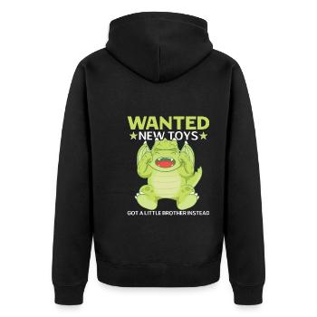 Wanted new toys got a little brother instead - Unisex Premium Organic Zip Hoodie - black - Back - Nico (187cm)