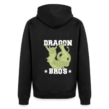 Dragon Bro's - Unisex Premium Organic Zip Hoodie - black - Back - Nico (187cm)