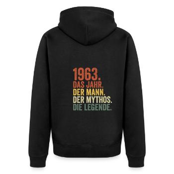 1963 Jahr Mann Mythos Legende Geburtstag - Unisex Premium Bio Zip Hoodie - Schwarz - Hinten - Nico (187cm)