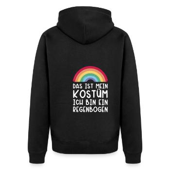 Das ist mein Kostüm Regenbogen Fasching Karneval - Unisex Premium Bio Zip Hoodie - Schwarz - Hinten - Nico (187cm)