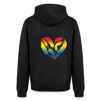 Vogelherz-Design für bunte Vogelfans - Unisex Premium Bio Zip Hoodie - Schwarz - Hinten - Nico (187cm)
