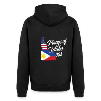 Filipinos of Idaho Design für stolze Fil-Ams - Unisex Premium Bio Zip Hoodie - Schwarz - Hinten - Nico (187cm)