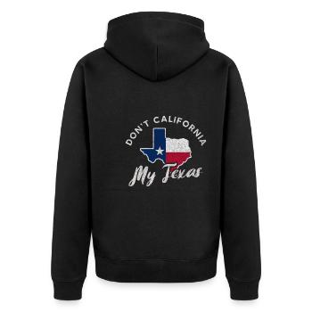Protect my Texas Design für stolze Texaner - Unisex Premium Bio Zip Hoodie - Schwarz - Hinten - Nico (187cm)