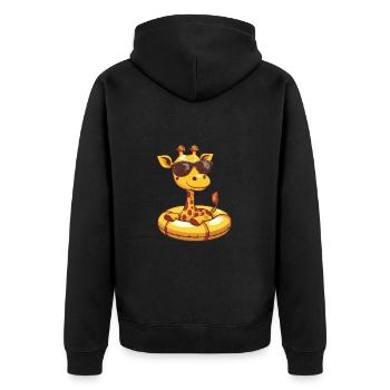 Giraffe Sommer Comic - Unisex Premium Bio Zip Hoodie - Schwarz - Hinten - Nico (187cm)