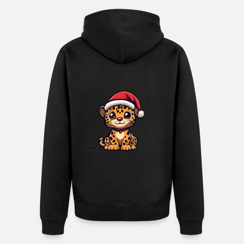 Léopard Weihnachten Noël - Veste à capuche bio Premium Unisexe - noir