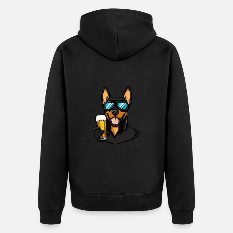 Doberman Chien Ski Bière - Veste à capuche bio Premium Unisexe - noir
