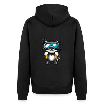 Waschbär Ski Bier - Unisex Premium Bio Zip Hoodie - Schwarz - Hinten - Nico (187cm)