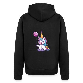 Licorne Anniversaire Mignon - Veste à capuche bio Premium Unisexe - noir - Dos - Nico (187cm)