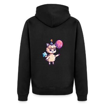 Alpaka Llama Geburtstag Baby - Unisex Premium Bio Zip Hoodie - Schwarz - Hinten - Nico (187cm)