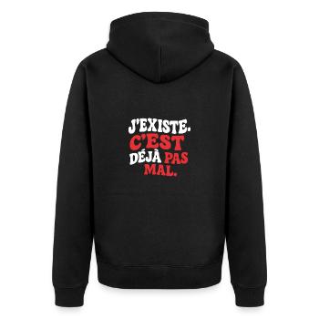 J’existe C’est déjà pas mal drôle rétro Humour - Veste à capuche bio Premium Unisexe - noir - Dos - Nico (187cm)