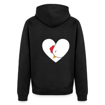 Hühnerherz-Design für Hühnerfans - Unisex Premium Bio Zip Hoodie - Schwarz - Hinten - Nico (187cm)