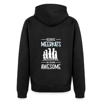 Erdmännchen Tiere Lustig - Unisex Premium Bio Zip Hoodie - Schwarz - Hinten - Nico (187cm)