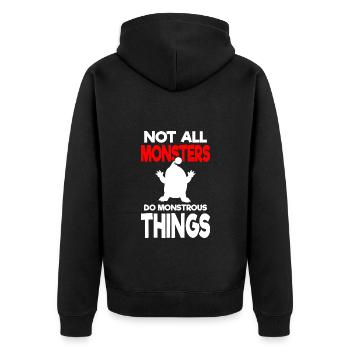 Monster Familie Kleiner Bruder - Unisex Premium Bio Zip Hoodie - Schwarz - Hinten - Nico (187cm)