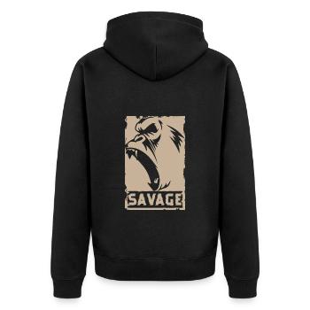 Gorilla Primat Gewichtheben Dschungel - Unisex Premium Bio Zip Hoodie - Schwarz - Hinten - Nico (187cm)