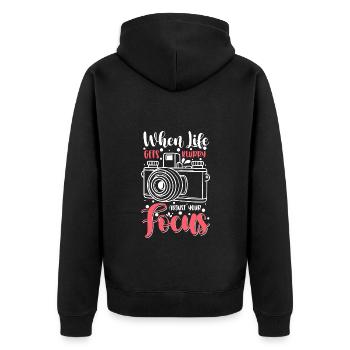 Fotografie Fotografin Bild - Unisex Premium Bio Zip Hoodie - Schwarz - Hinten - Nico (187cm)