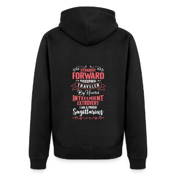 Schütze Astrologie Tierkreis Sternbild - Unisex Premium Bio Zip Hoodie - Schwarz - Hinten - Nico (187cm)